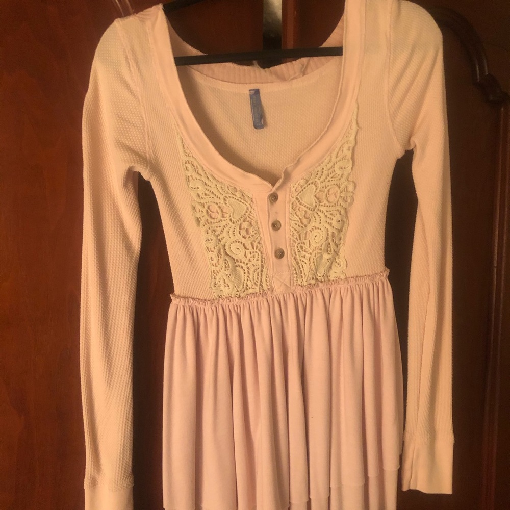 vintage free people soft pink blouse
